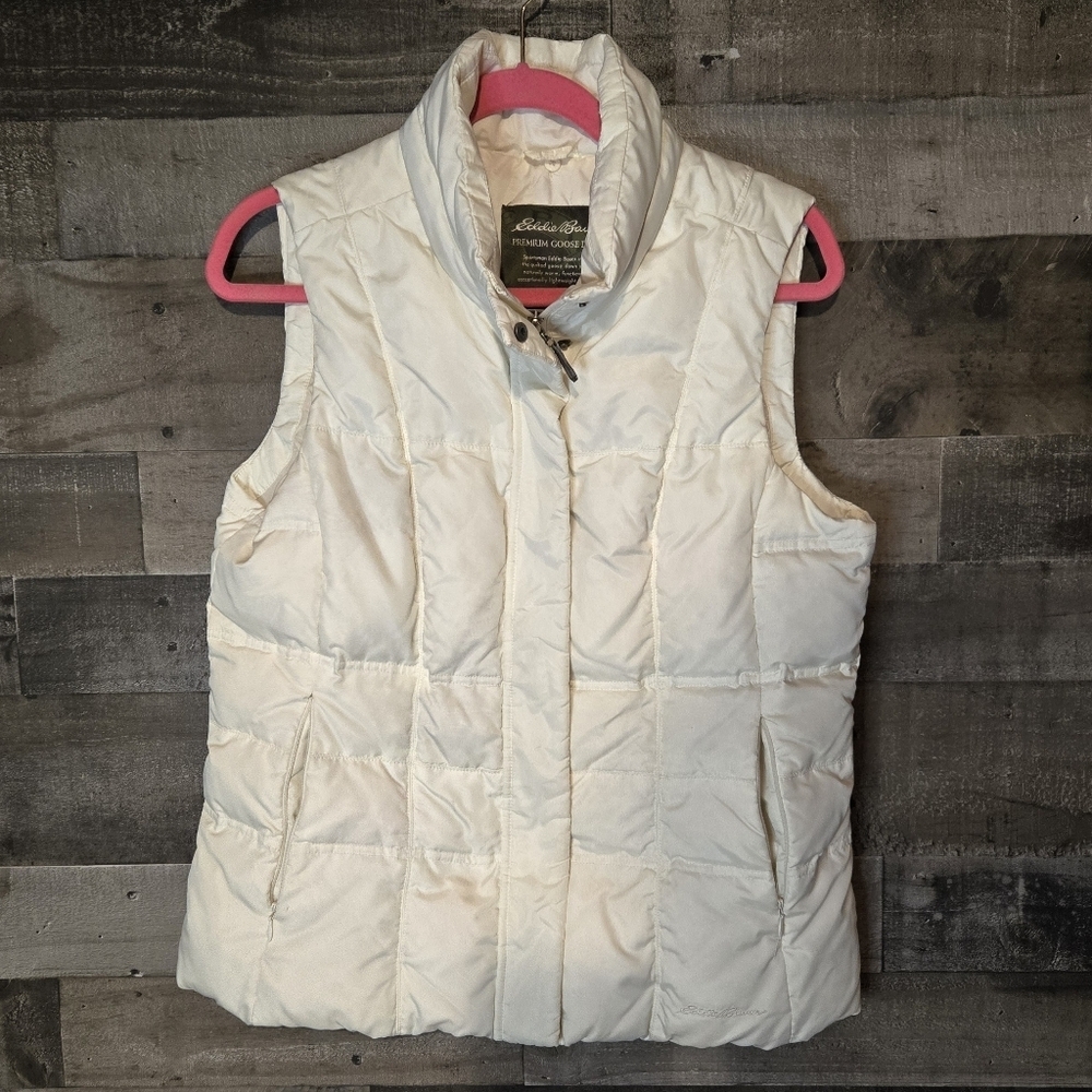 Eddie Bauer Ivory Quilted Goose Down Vest